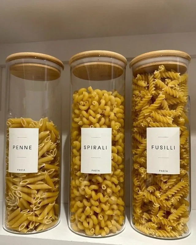 Sphagetti glass jar with bamboo lid