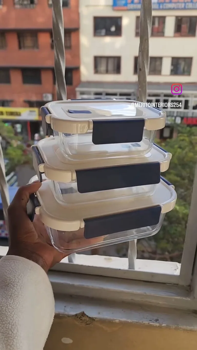 Glass snack lunch box set