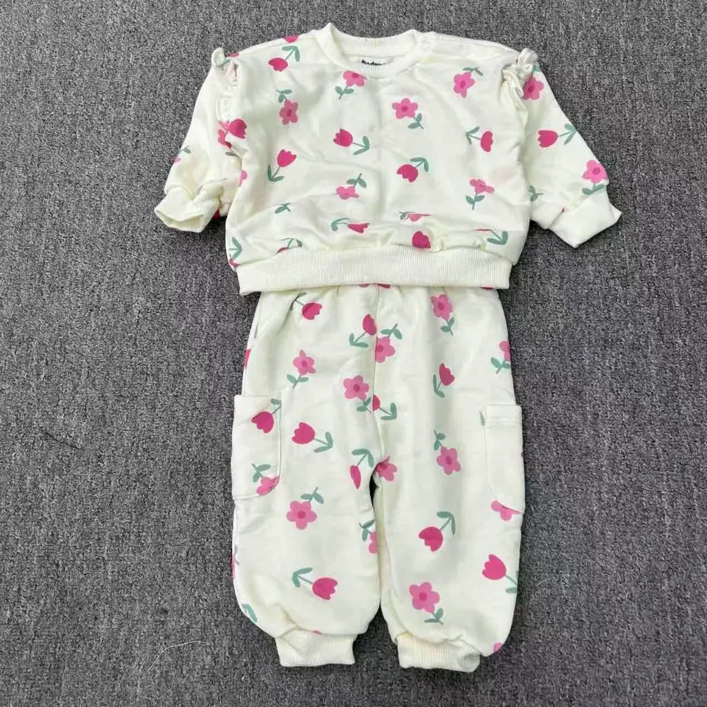 Baby & Toddler Girls' Rainbow Print Ruffle-Sleeve Sweatshirt & Pants 2-Piece Set