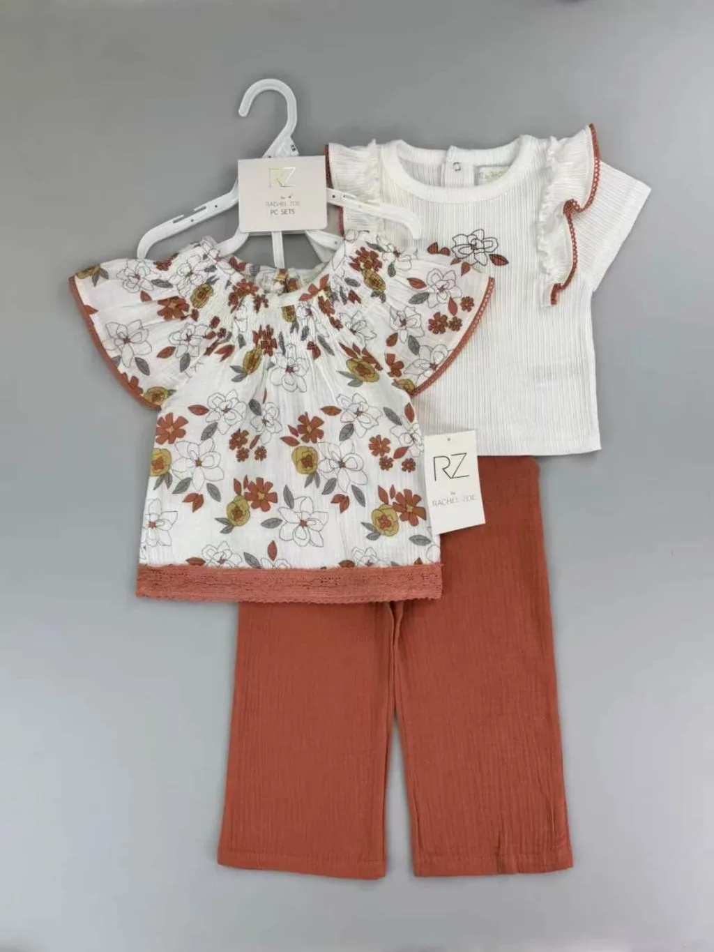 Baby Girls' Floral & Ruffled Top, Wide-Leg Pants, Headband & Sunglasses Set