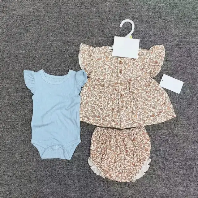 Girl 3-Piece Ruffle Tunic, Bloomers, and Ribbed Bodysuit Set