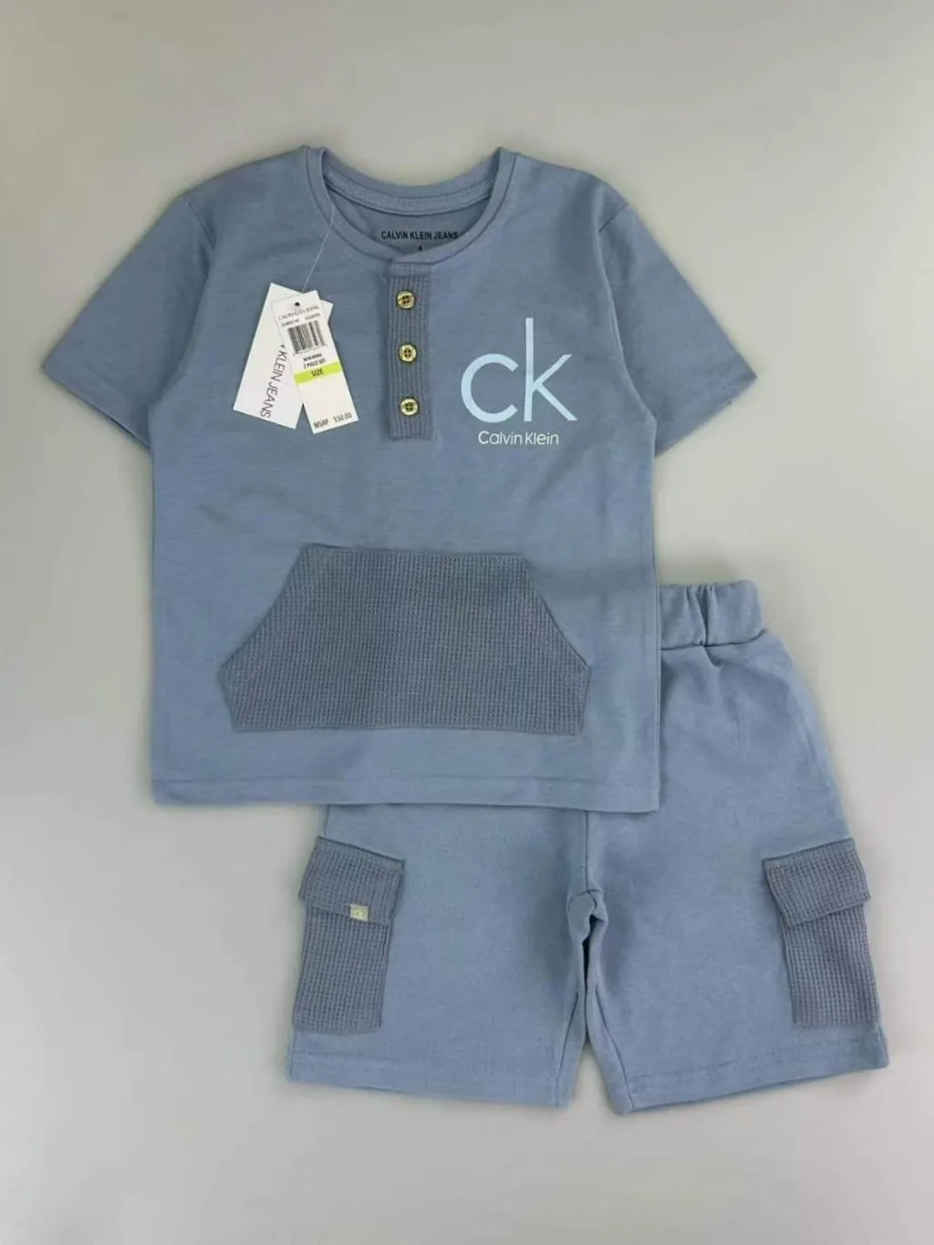Boys' Henley Short-Sleeve Top & Cargo Shorts 2-Piece Set