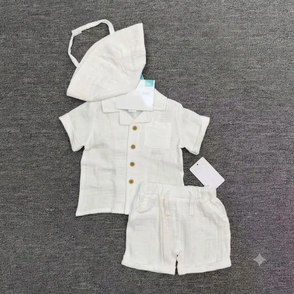 3-Piece Cotton Muslin Summer Outfit Set