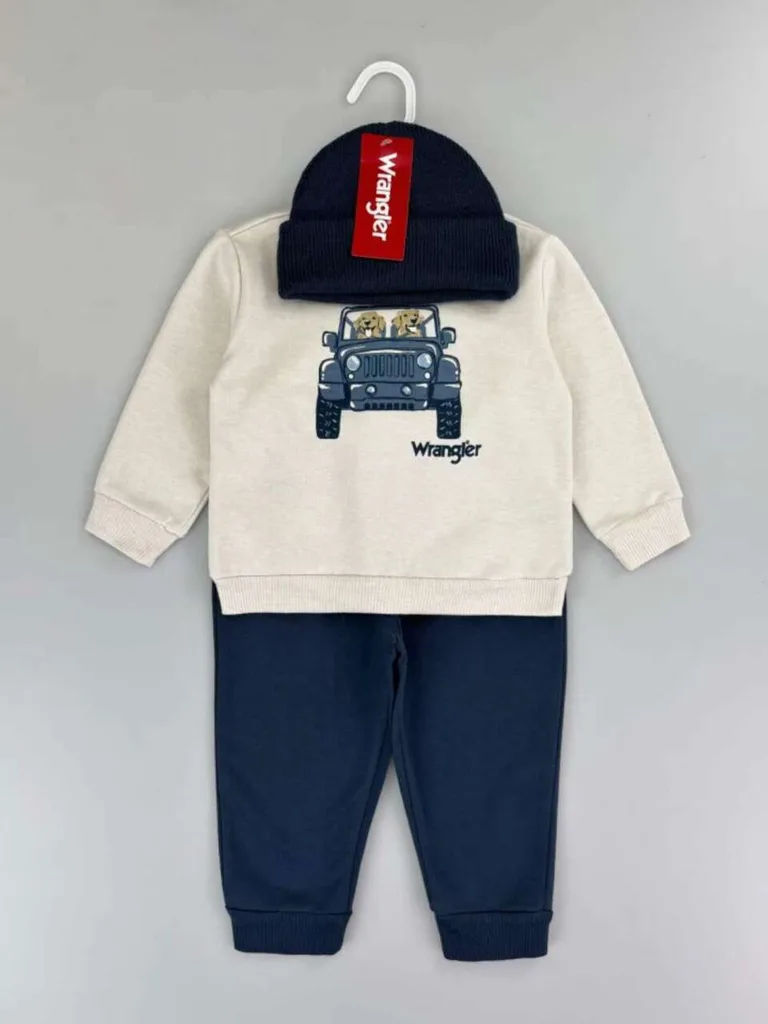 3-Piece Baby Boy Graphic Sweatshirt, Joggers, and Beanie Outfit Set