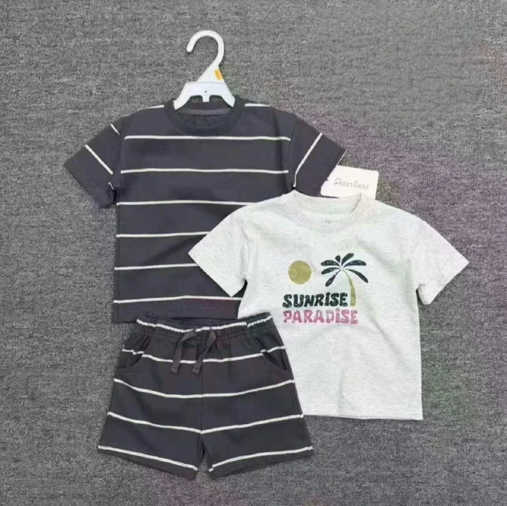 3-Piece Summer Mix-and-Match Set – Cotton Gauze Button-Up Shirt, Graphic T-Shirt, and Shorts