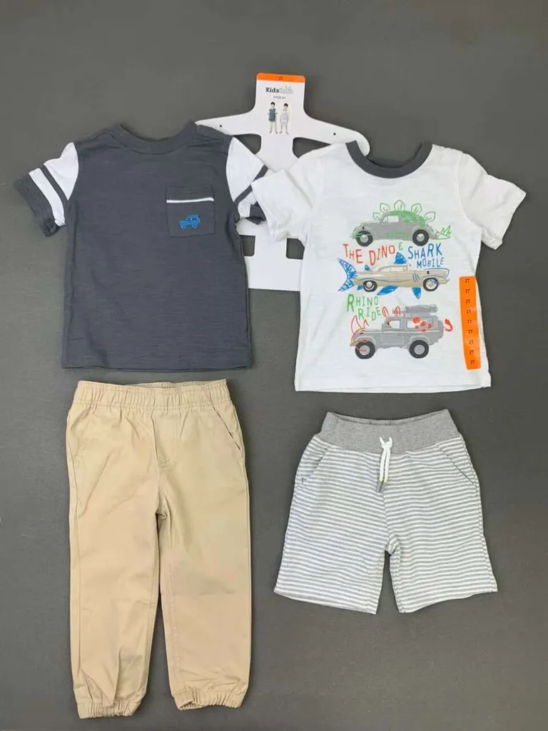 4-Piece Mix-and-Match Monster Truck & Dino T-Shirt, Pants, and Shorts Set