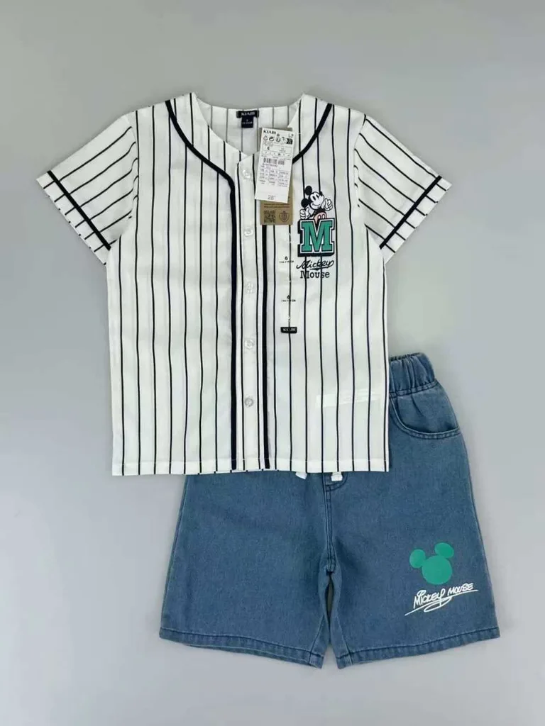 Mickey Mouse Inspired Baseball Jersey & Denim Shorts 2-Piece Set