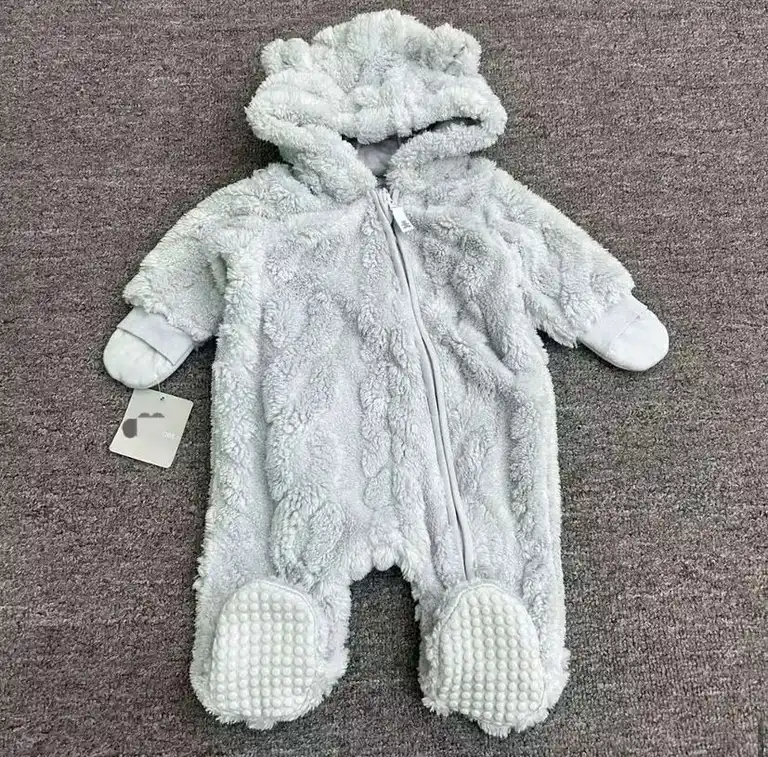 Infant Plush Fleece Hooded Pram Suit