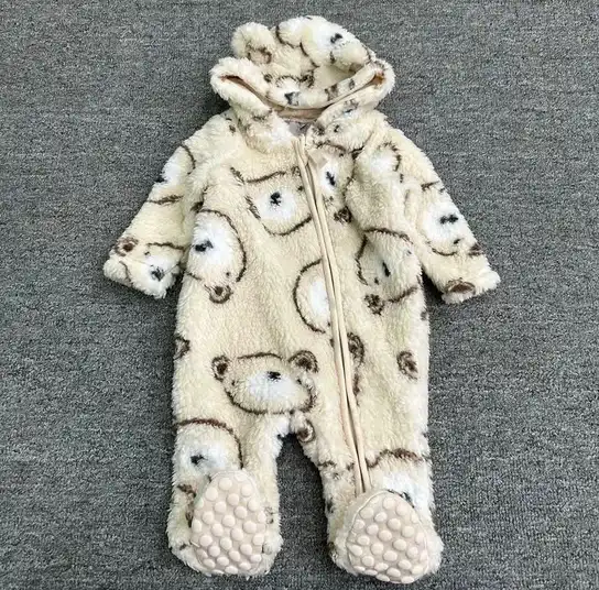 Infant Plush Fleece Hooded Pram Suit