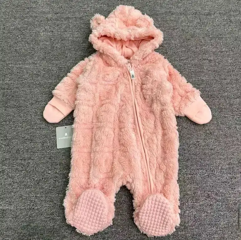 Infant Plush Fleece Hooded Pram Suit