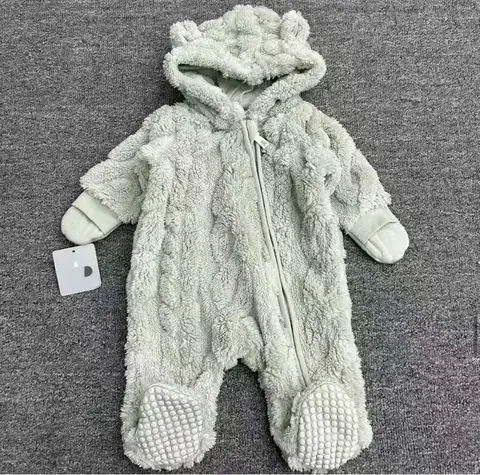 Infant Plush Fleece Hooded Pram Suit