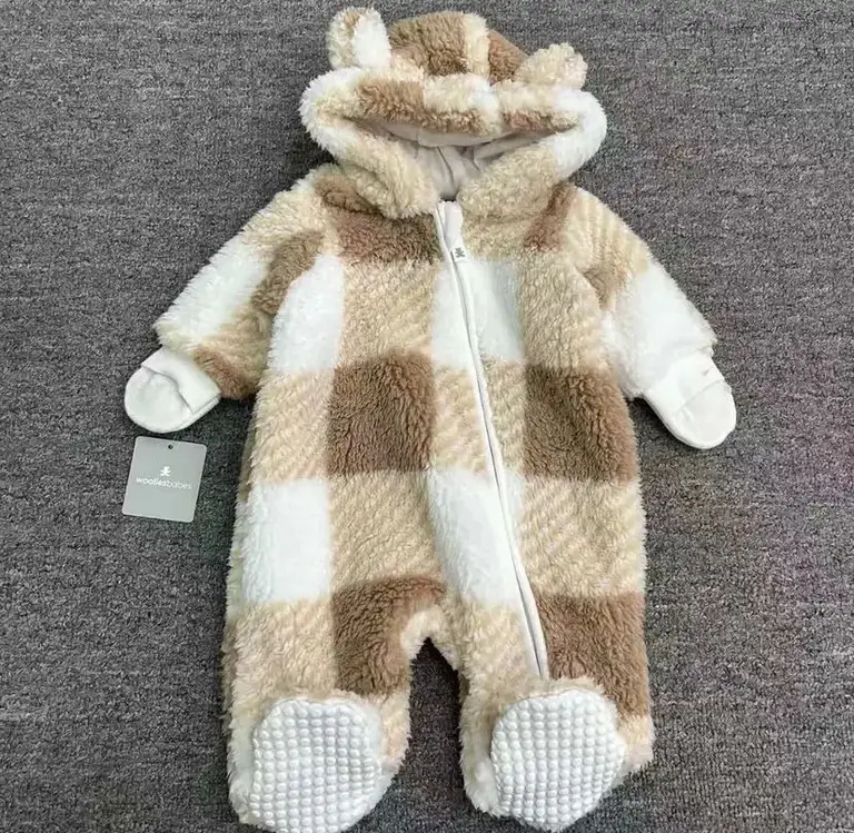 Infant Plush Fleece Hooded Pram Suit