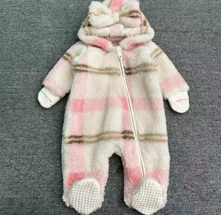 Infant Plush Fleece Hooded Pram Suit