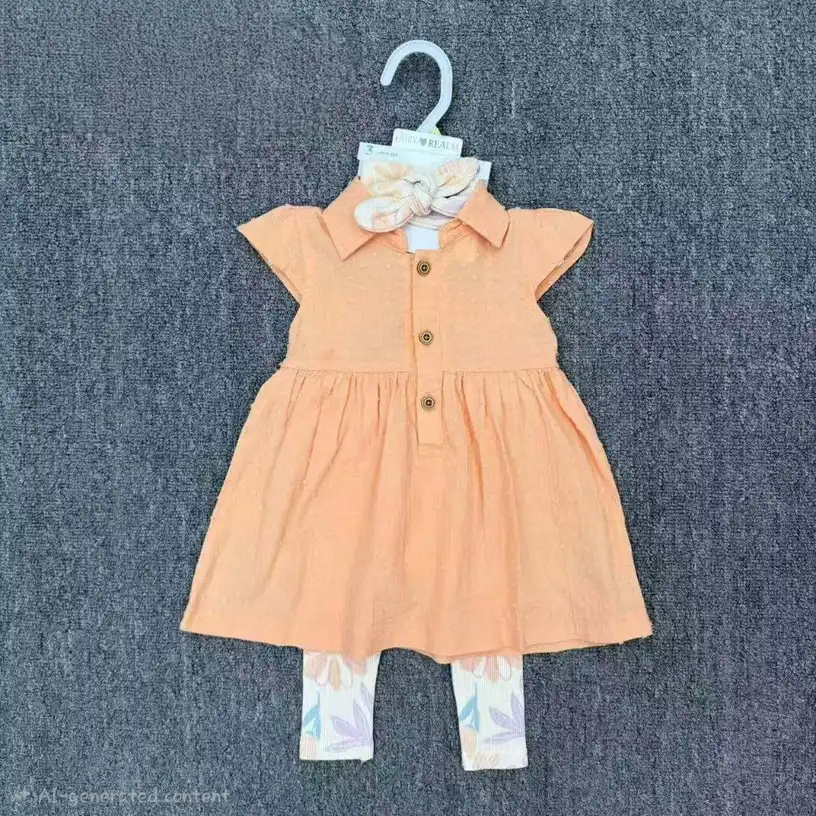Baby Girls 3-Piece Collared Dress Set with Leggings and Headband