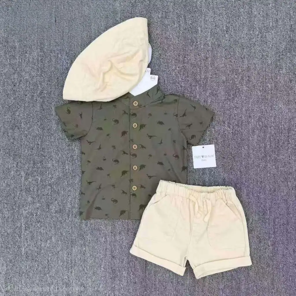 Baby & Toddler Boys 3-Piece Dinosaur Print Short Set with Hat