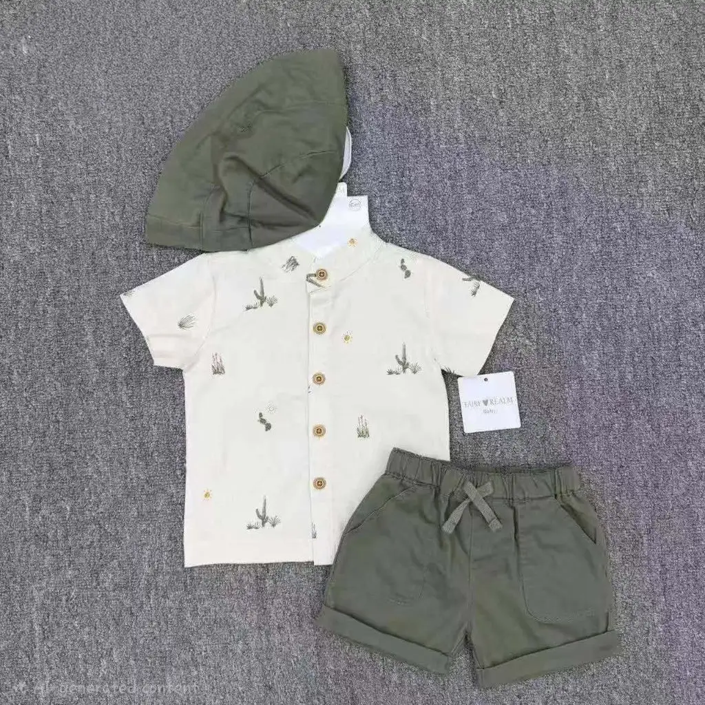 Baby & Toddler Boys 3-Piece Cactus Print Short Set with Hat