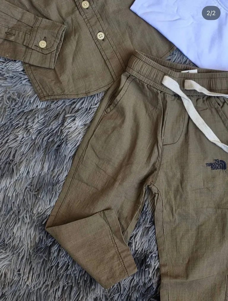 3 piece set, Linen shirt and trouser. Cotton tshirt.