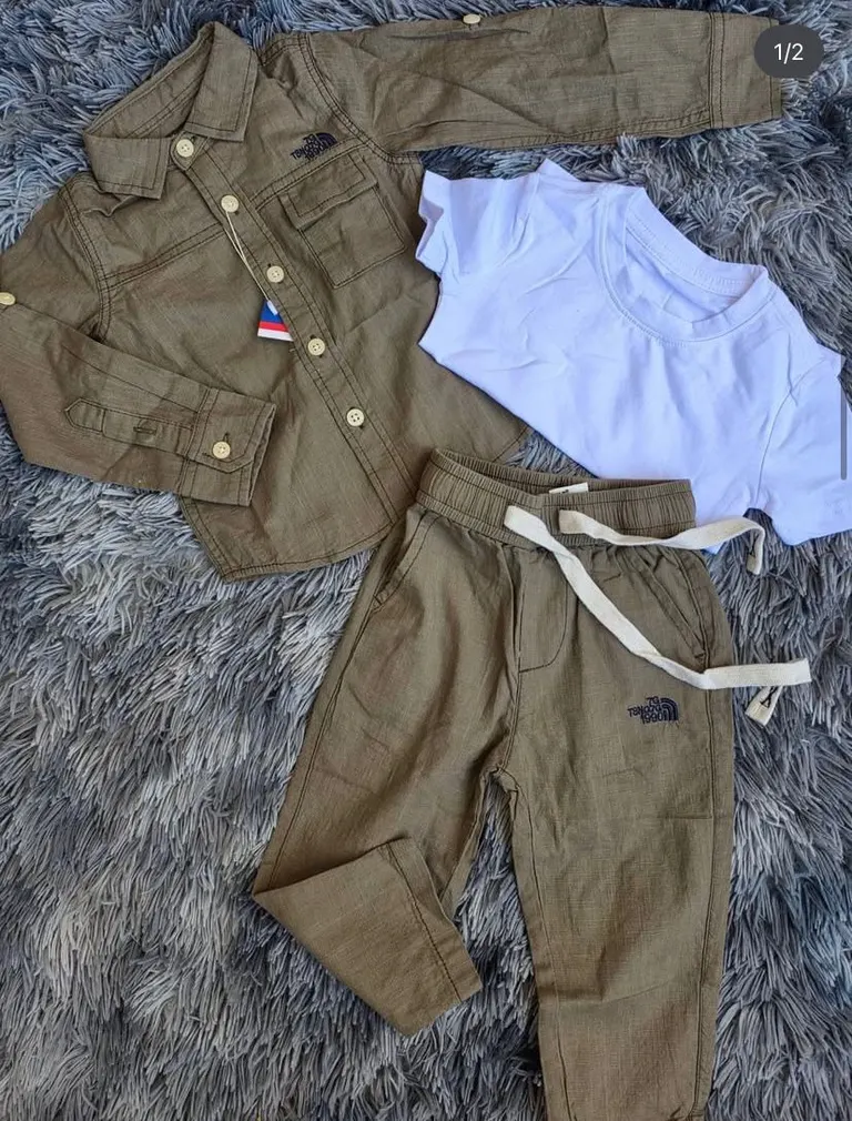 3 piece set, Linen shirt and trouser. Cotton tshirt.