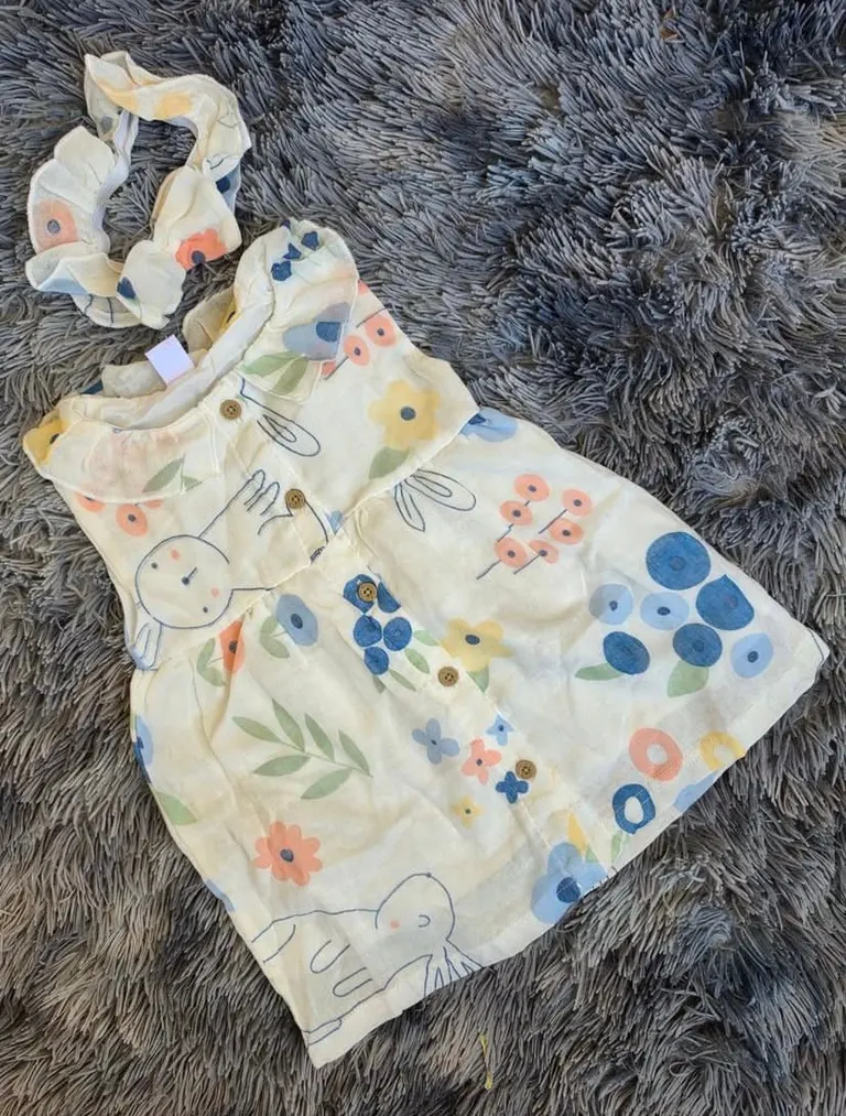 Muslin printed floral dress