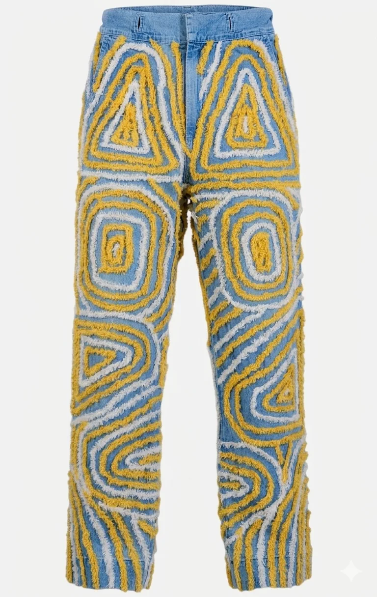 Mental War Jeans(Yellow and White)