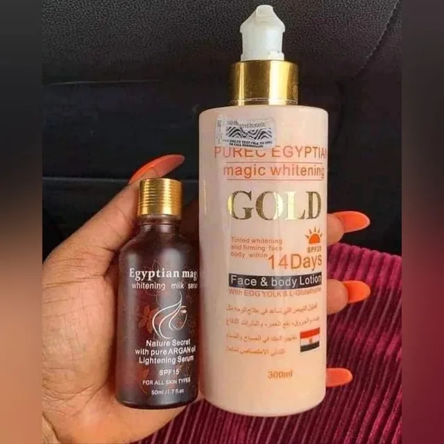 Pure Egyptian Magic Whitening Gold Face & Body Lotion (300ml) + Egyptian Magic Whitening Serum (50ml)
