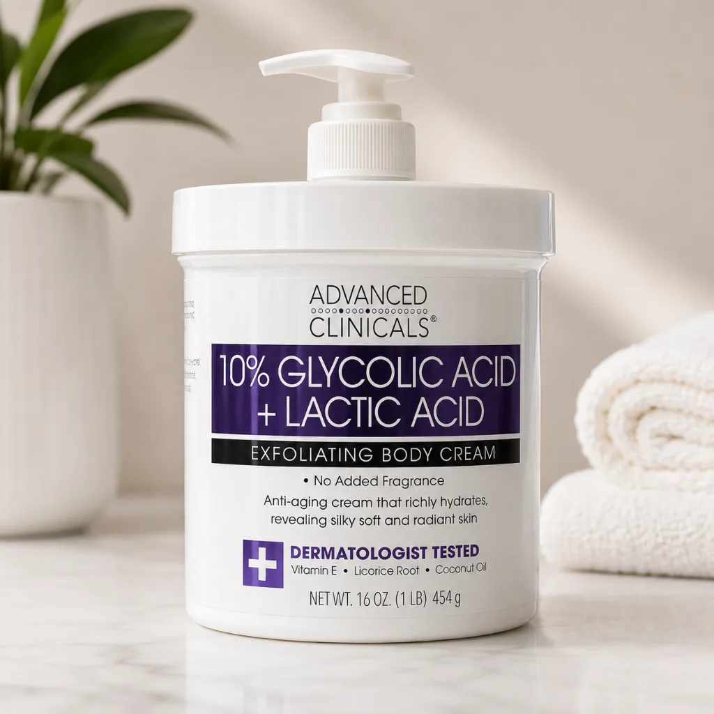 Advanced Clinicals 10% Glycolic Acid + Lactic Acid Exfoliating Body Cream