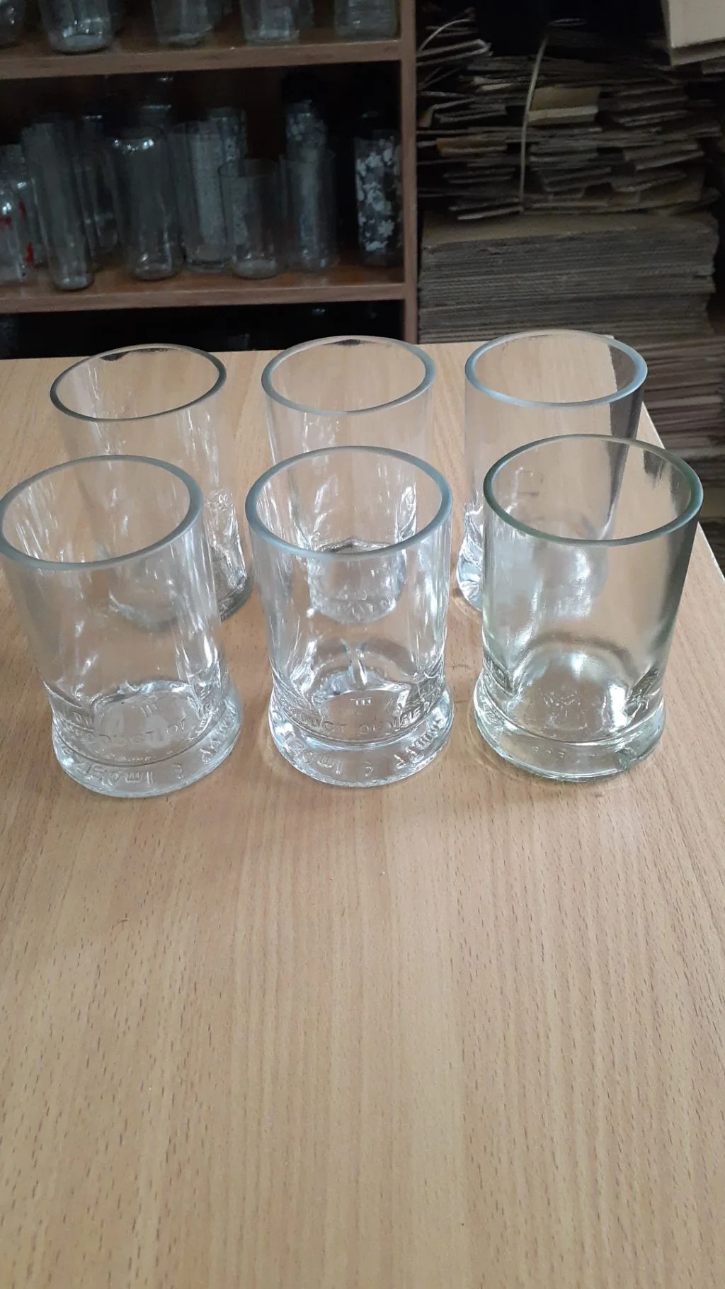 Premium 6-Piece Clear Glass Tumbler Set upcycled from wine bottles