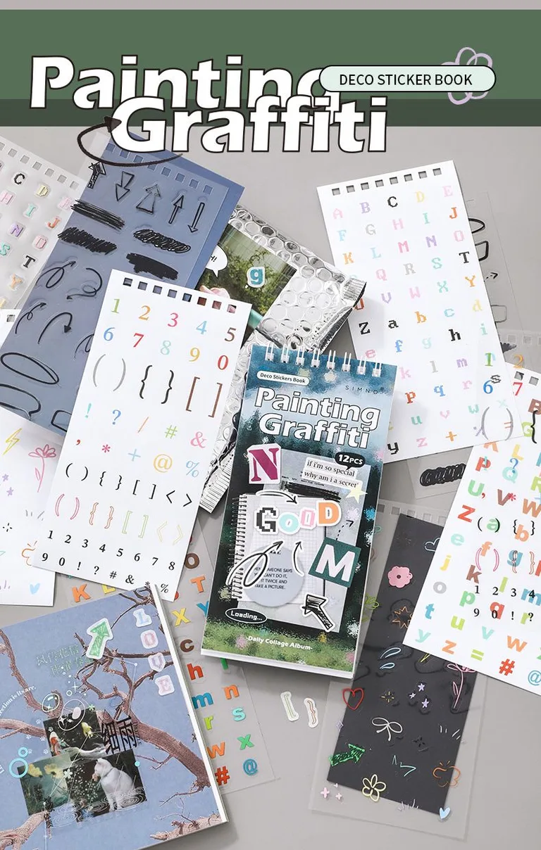 12 Shts Daily Collage Sticker Book Album Series - Painting Graffiti