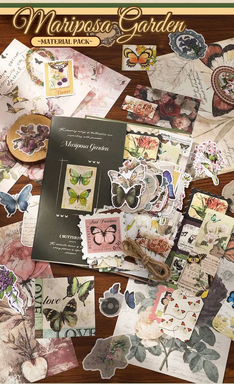 Time Silhouette Notebook + Paper Materials Pack - Mariposa Garden