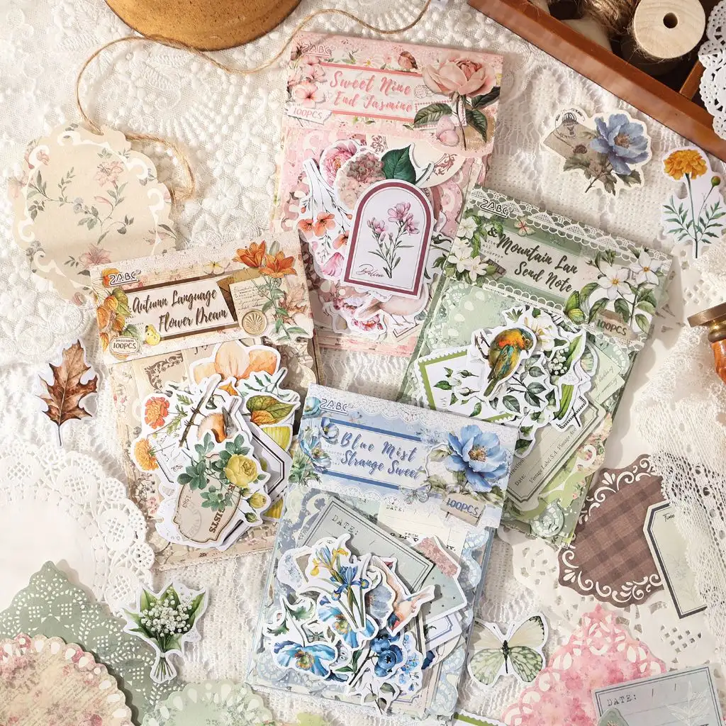 100 Shts of Flower Past Paper Materials - Sweet Jasmine