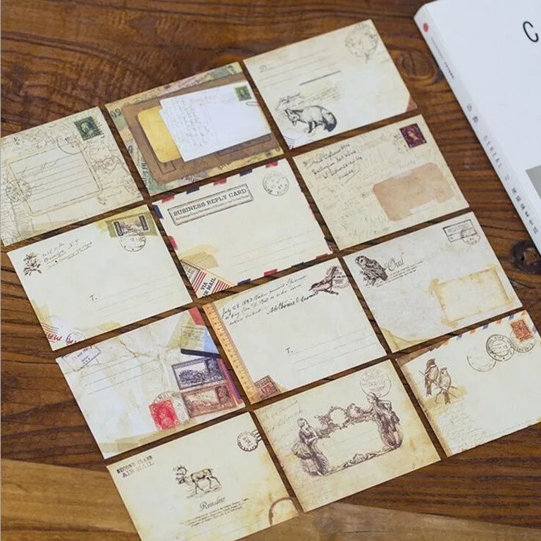 Pack of 12 Mini Retro Envelopes