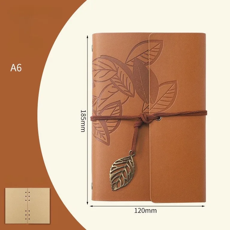 A6 Retro Leaf Notebook - Earth Yellow (Blank)