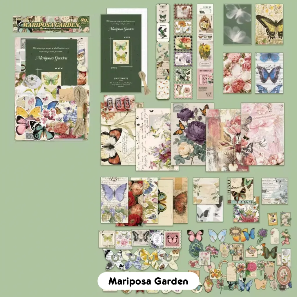 Time Silhouette Notebook + Paper Materials Pack - Mariposa Garden